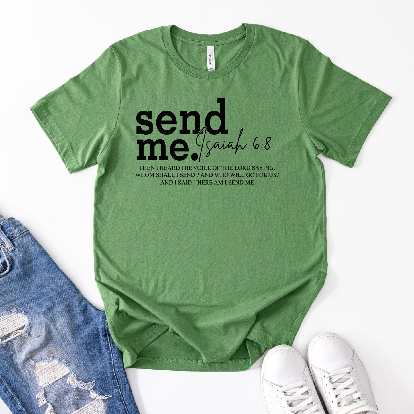Send Me Isaiah 6:8 Christian Graphic Tee — Faith-Based Scripture Shirt