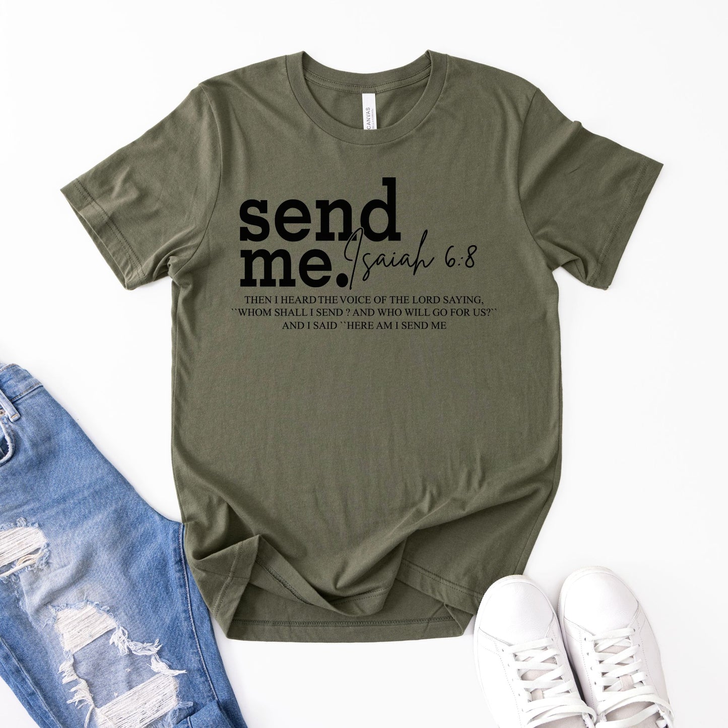 Send Me Isaiah 6:8 Christian Graphic Tee — Faith-Based Scripture Shirt